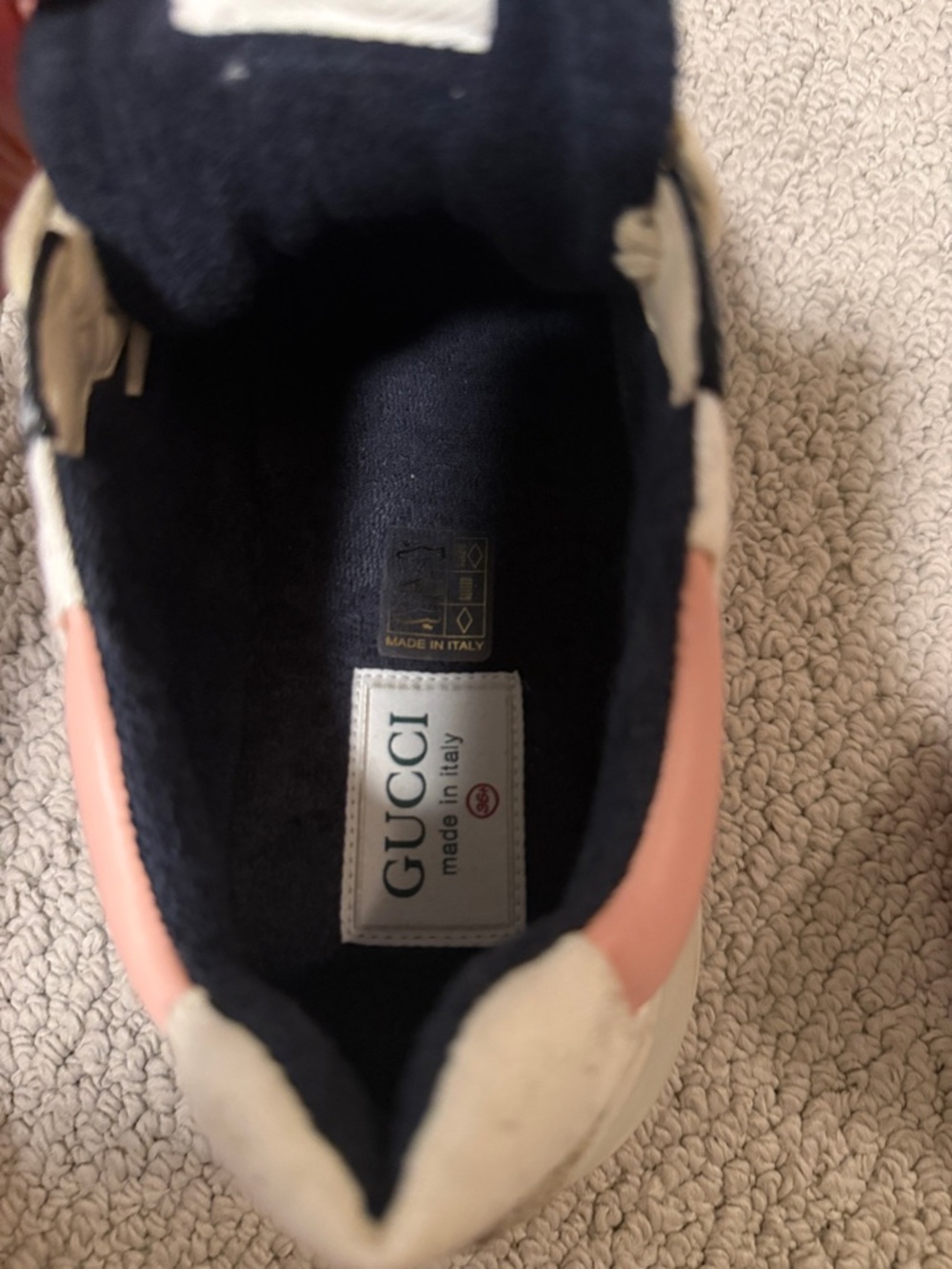 Gucci Navy, Pink & Cream GG Canvas Runner Sneakers - Picture 7 of 9